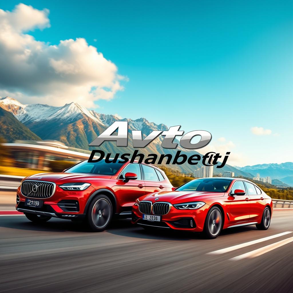 An eye-catching profile picture for a car advertisement featuring the name "Avto_Dushanbe_tj" prominently displayed