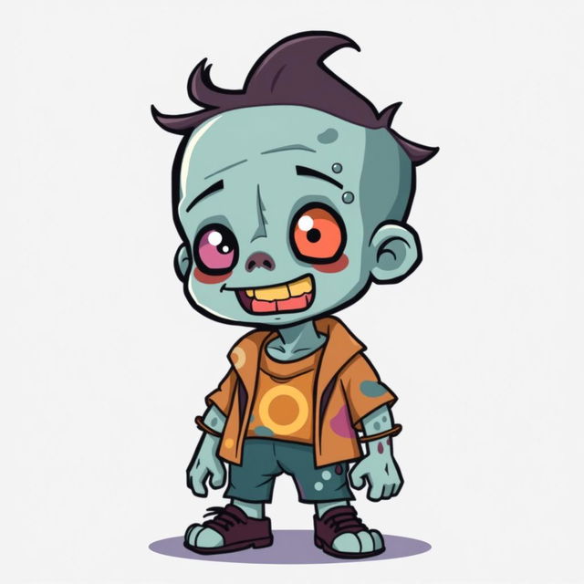 A cute zombie boy with smooth skin, wearing rigid clothing, depicted in a minimalistic 32 x 32 pixel style