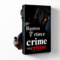 A book cover for a novel titled "Rastros de um crime"