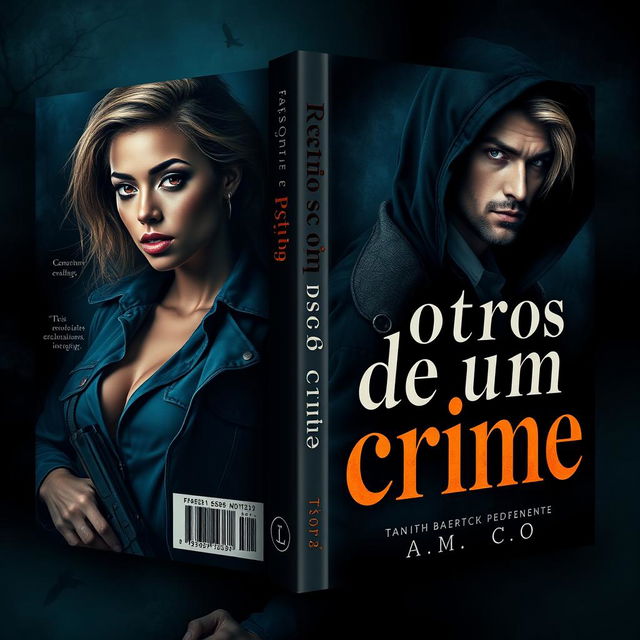 A book cover designed for a novel titled "Rastros de um crime"