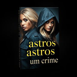 A captivating book cover for a novel titled "Rastros de um crime"