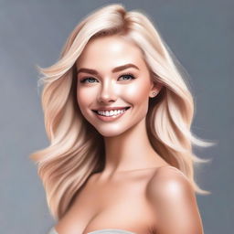 A highly realistic digital painting portrays a blonde Instagram model