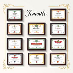 A beautifully designed poster that showcases nine distinct certificate pictures arranged in an aesthetically pleasing layout