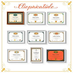A beautifully designed poster that showcases nine distinct certificate pictures arranged in an aesthetically pleasing layout