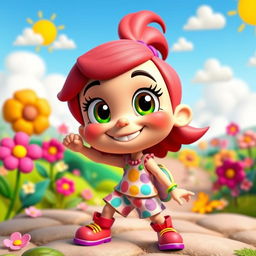 A vibrant and colorful cartoon character model, featuring a whimsical and playful design