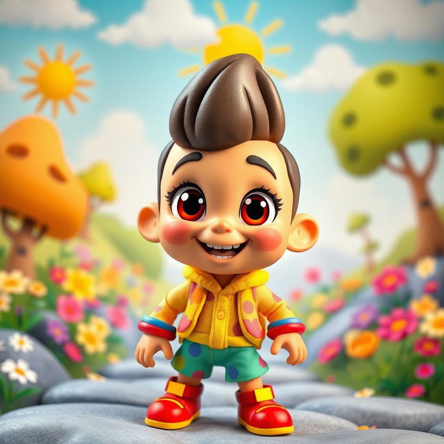 A vibrant and colorful cartoon character model, featuring a whimsical and playful design