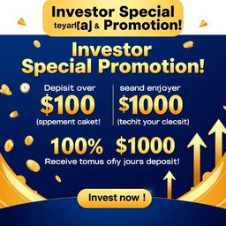 A visually appealing promotional banner for an investment platform, highlighting special offers for customers on deposit days: today and Friday