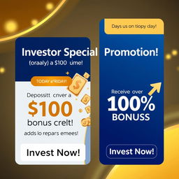 A visually appealing promotional banner for an investment platform, highlighting special offers for customers on deposit days: today and Friday