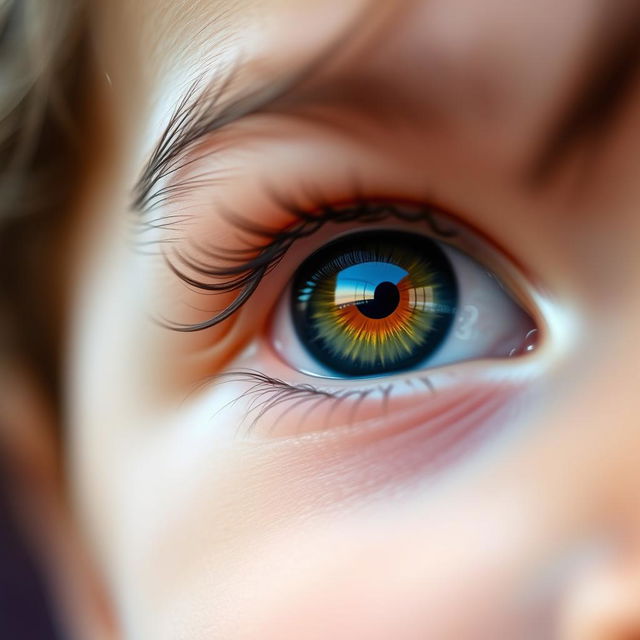 A close-up view of a child's eye, focusing on the left side