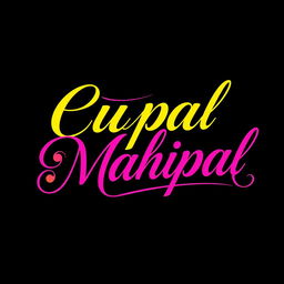 An artistic representation of the names 'Cupal' and 'Mahipal' stylishly written in elegant cursive font