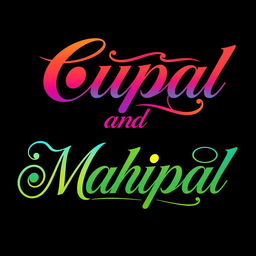 An artistic representation of the names 'Cupal' and 'Mahipal' stylishly written in elegant cursive font