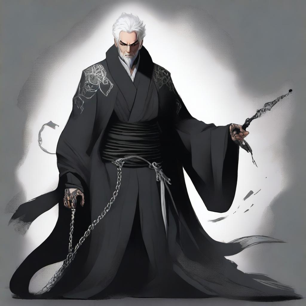 A top-quality digital art piece showcasing a Shadar-Kai Warlock in full body view