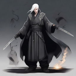 A top-quality digital art piece showcasing a Shadar-Kai Warlock in full body view