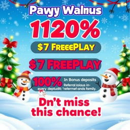 A vibrant and eye-catching promotional poster for a gaming platform featuring playful winter themes