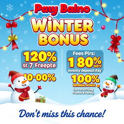 A vibrant and eye-catching promotional poster for a gaming platform featuring playful winter themes