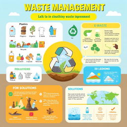 An informative and visually appealing educational poster about waste management and its impact on ecosystems