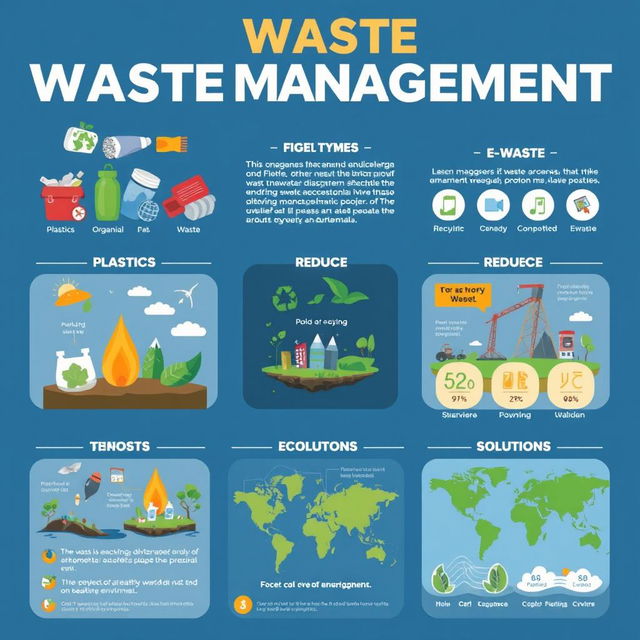 An informative and visually appealing educational poster about waste management and its impact on ecosystems