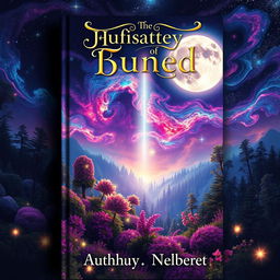 A stunning fantasy book cover featuring a vibrant galaxy light shining down on a mystical landscape