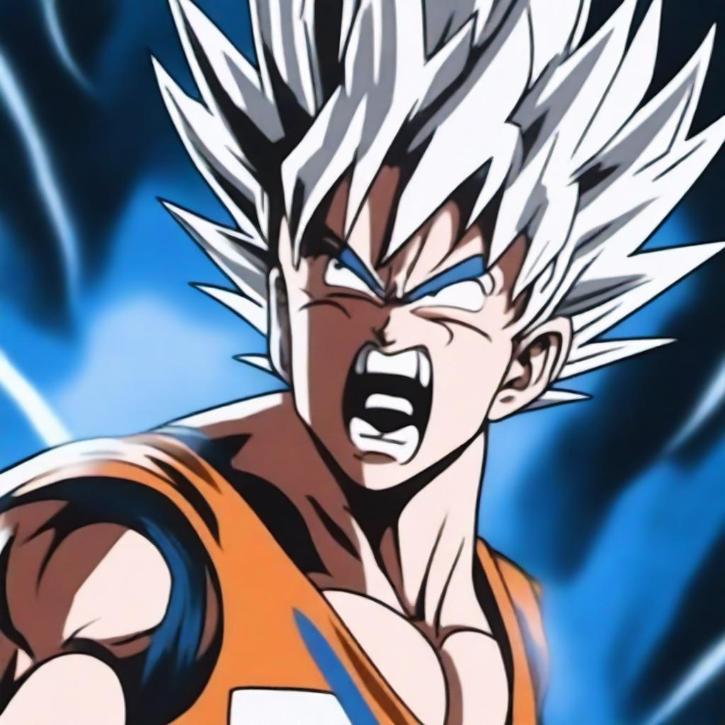 A powerful digital art piece depicting a heartbroken man screaming in a manner reminiscent of Ultra Instinct Goku from Dragonball