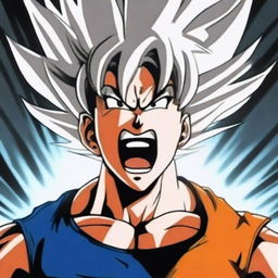 A powerful digital art piece depicting a heartbroken man screaming in a manner reminiscent of Ultra Instinct Goku from Dragonball