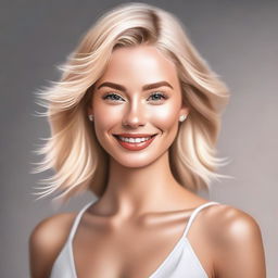 A highly realistic digital painting portrays a blonde Instagram model