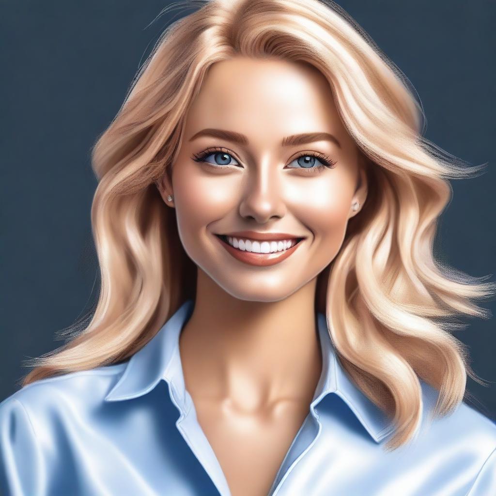 A highly realistic digital painting portrays a blonde Instagram model