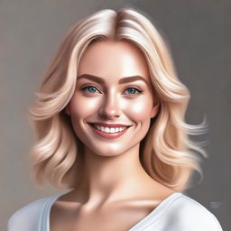 A highly realistic digital painting portrays a blonde Instagram model