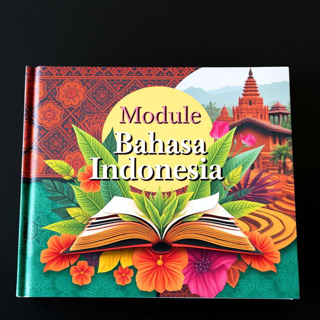 An engaging book cover design for an Indonesian language module focused on related reading