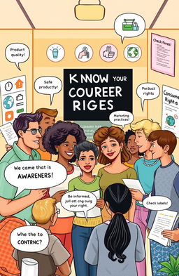 A vibrant and informative illustration showcasing various aspects of consumer awareness