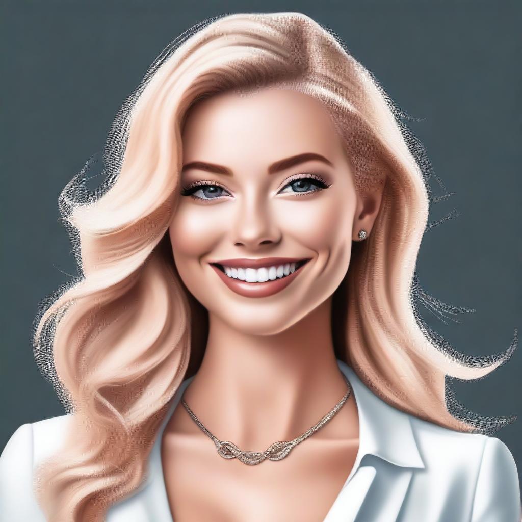 A high-quality, realistic digital painting features a blonde Instagram model