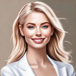 A high-quality, realistic digital painting features a blonde Instagram model