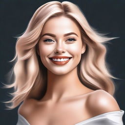 A high-quality, realistic digital painting features a blonde Instagram model