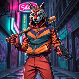 A character inspired by the Hotline Miami game, featuring a sleek and stylized design