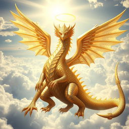 A majestic creature inspired by biblical archangels and dragons, featuring an intricate design