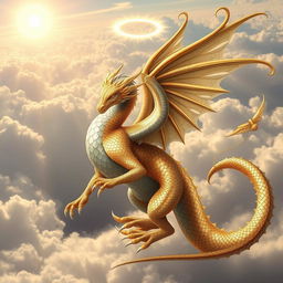 A majestic creature inspired by biblical archangels and dragons, featuring an intricate design
