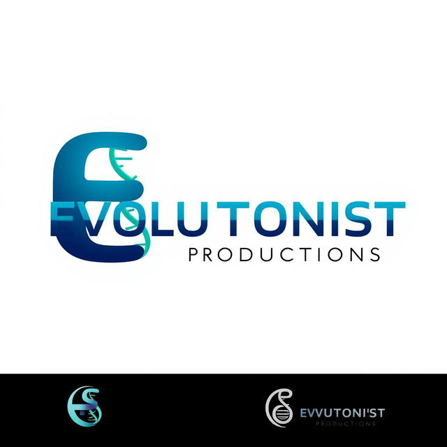 A sleek and modern logo design for 'Evolutionist Productions'