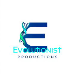 A sleek and modern logo design for 'Evolutionist Productions'