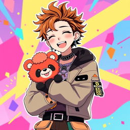 Anime depiction of Stray Kids member Bang Chan during the 'Maniac' era, wearing his stylish, edgy costume from that time