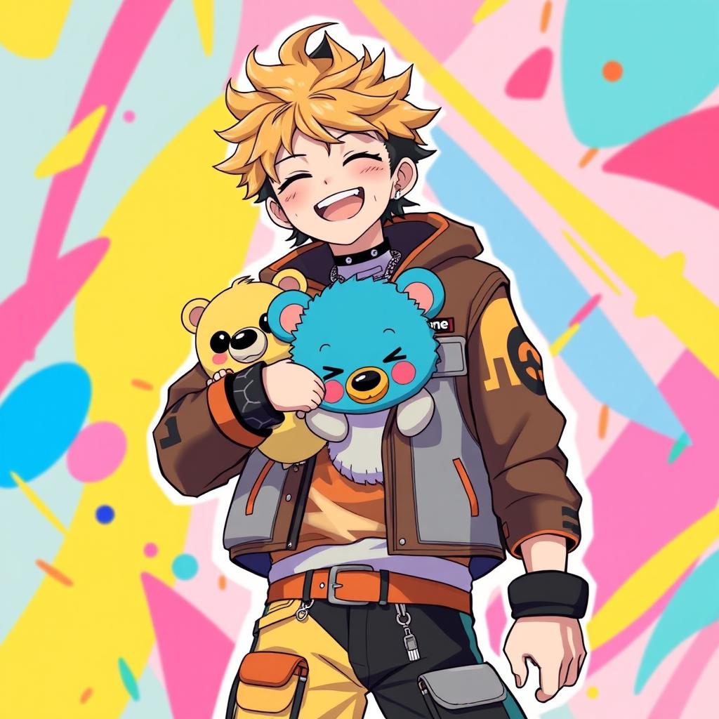 Anime depiction of Stray Kids member Bang Chan during the 'Maniac' era, wearing his stylish, edgy costume from that time