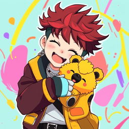 Anime depiction of Stray Kids member Bang Chan during the 'Maniac' era, wearing his stylish, edgy costume from that time
