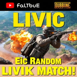 A vibrant and eye-catching YouTube thumbnail featuring an intense moment from a random match on the LIVIK map in BGMI (Battlegrounds Mobile India)