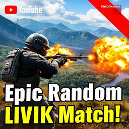 A vibrant and eye-catching YouTube thumbnail featuring an intense moment from a random match on the LIVIK map in BGMI (Battlegrounds Mobile India)