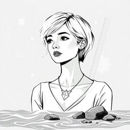An illustrated abstract poster featuring a thoughtful female architect with short blonde hair