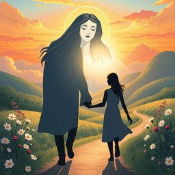 A beautifully illustrated scene depicting a divine presence representing a poetic and spiritual journey