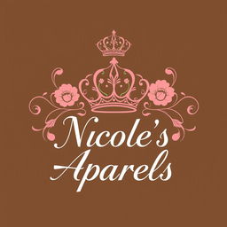 A visually striking logo concept featuring a regal, intricately detailed crown icon gracefully positioned above the brand name 'Nicole's Aparels