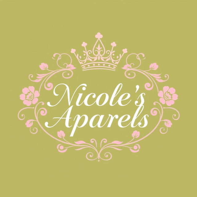 A visually striking logo concept featuring a regal, intricately detailed crown icon gracefully positioned above the brand name 'Nicole's Aparels