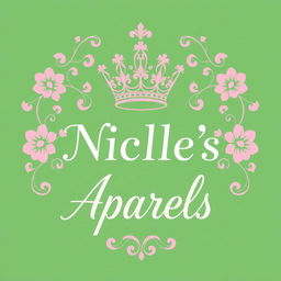 A visually striking logo concept featuring a regal, intricately detailed crown icon gracefully positioned above the brand name 'Nicole's Aparels