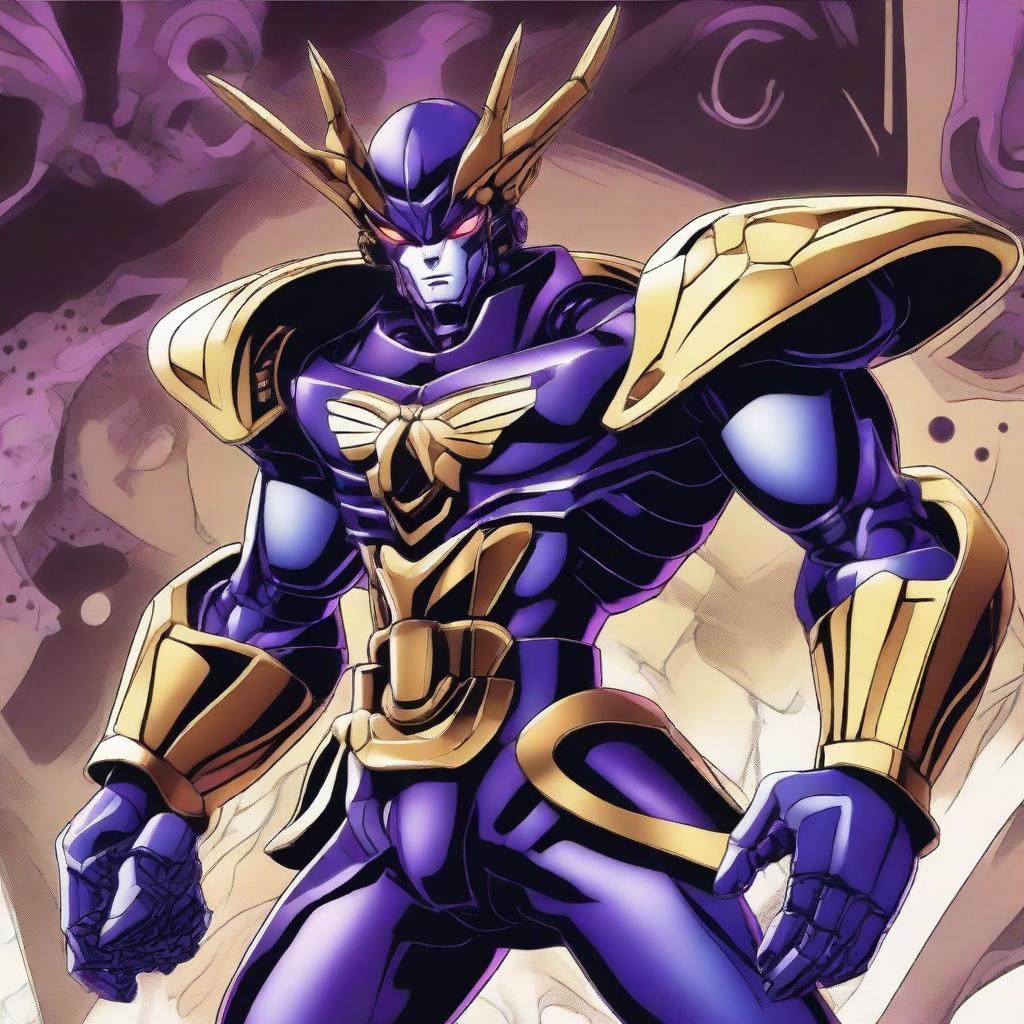 A high-quality digital art illustration of a 'Super Robot Hero' from the JoJo's Bizarre Adventure series