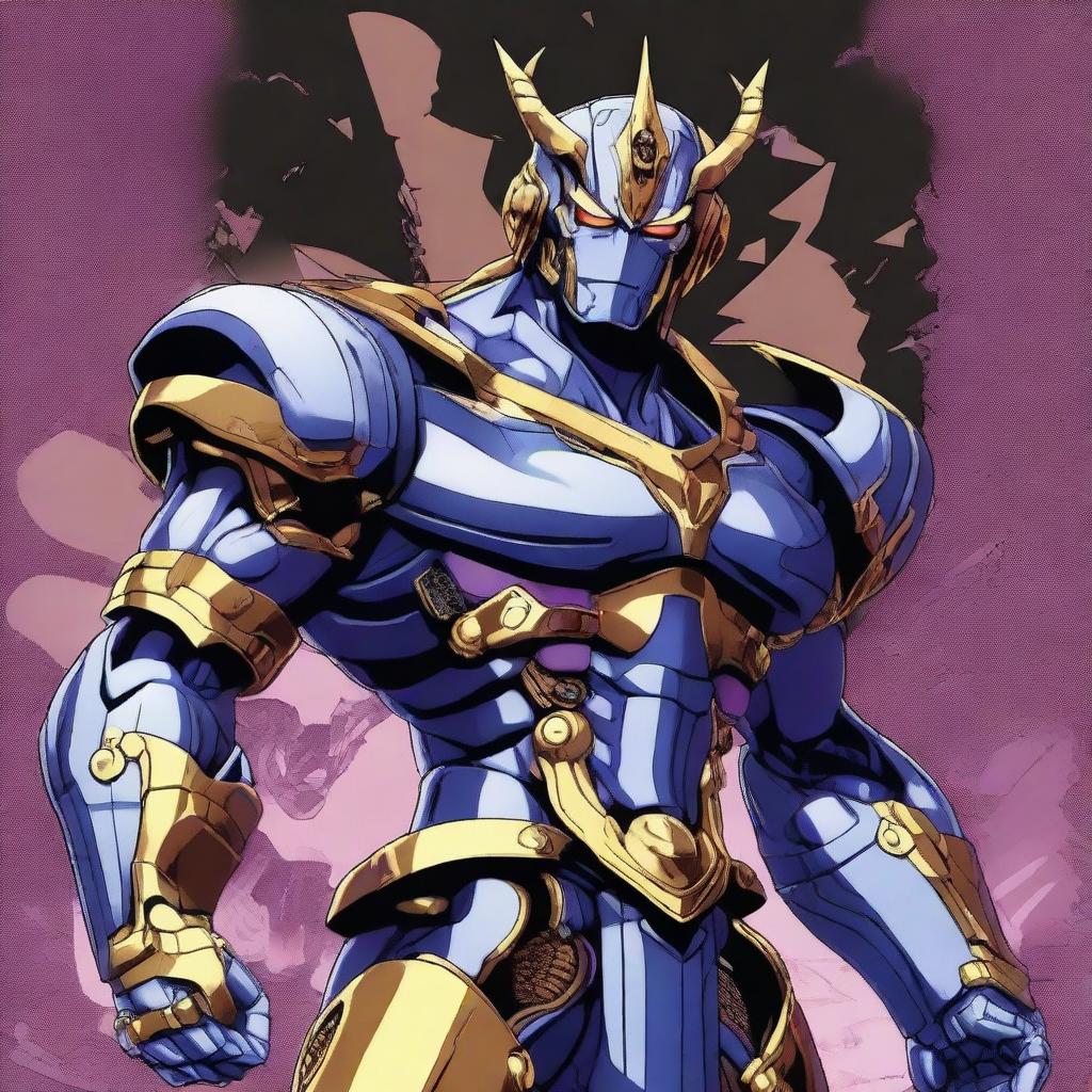 A high-quality digital art illustration of a 'Super Robot Hero' from the JoJo's Bizarre Adventure series