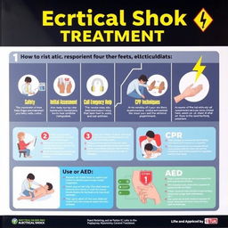 A detailed educational poster illustrating electrical shock treatment